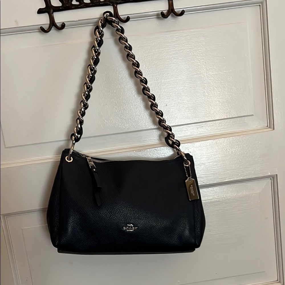 Coach Blue/Gray Leather Shoulder Bag